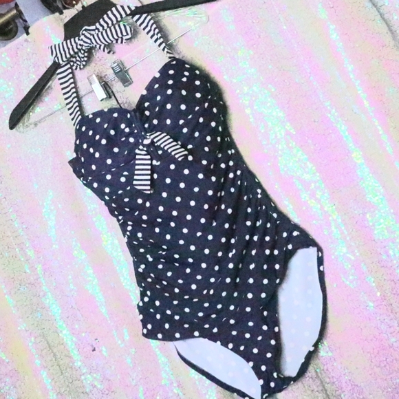 Tommy Bahama Other - RETRO SWIMSUIT 12 Tommy Bahama Pin-up Classic 60s Nautical Polka Dot Ruched